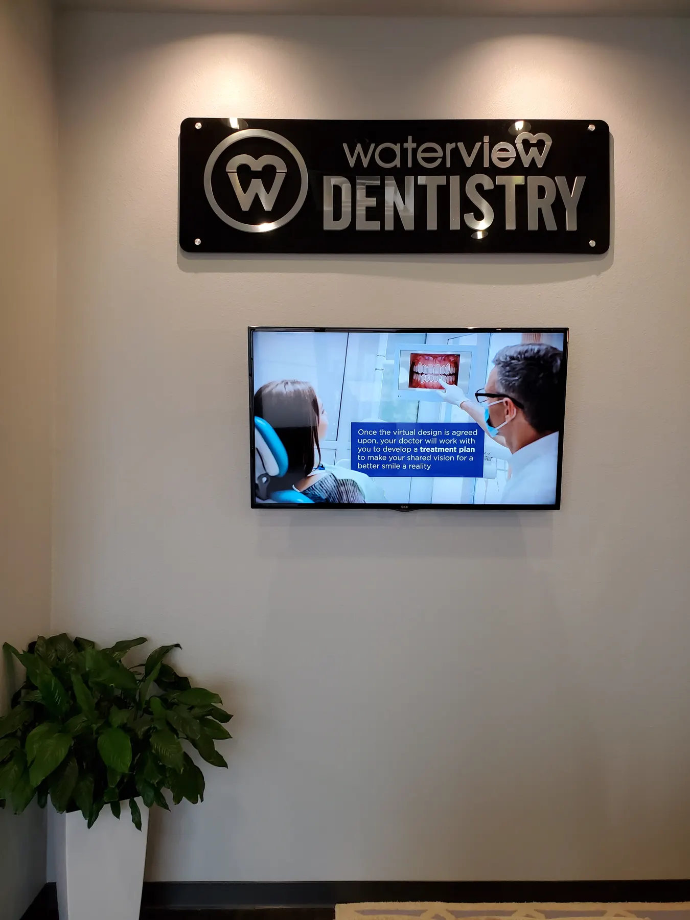 Waterview Dentistry sign in the office